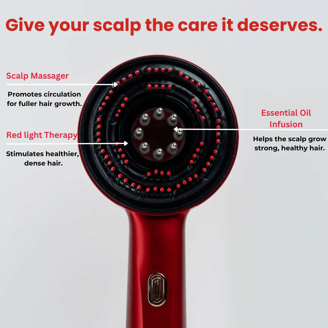 Hair Growth Scalp Brush with Red Light Therapy and Soothing Oil Massage