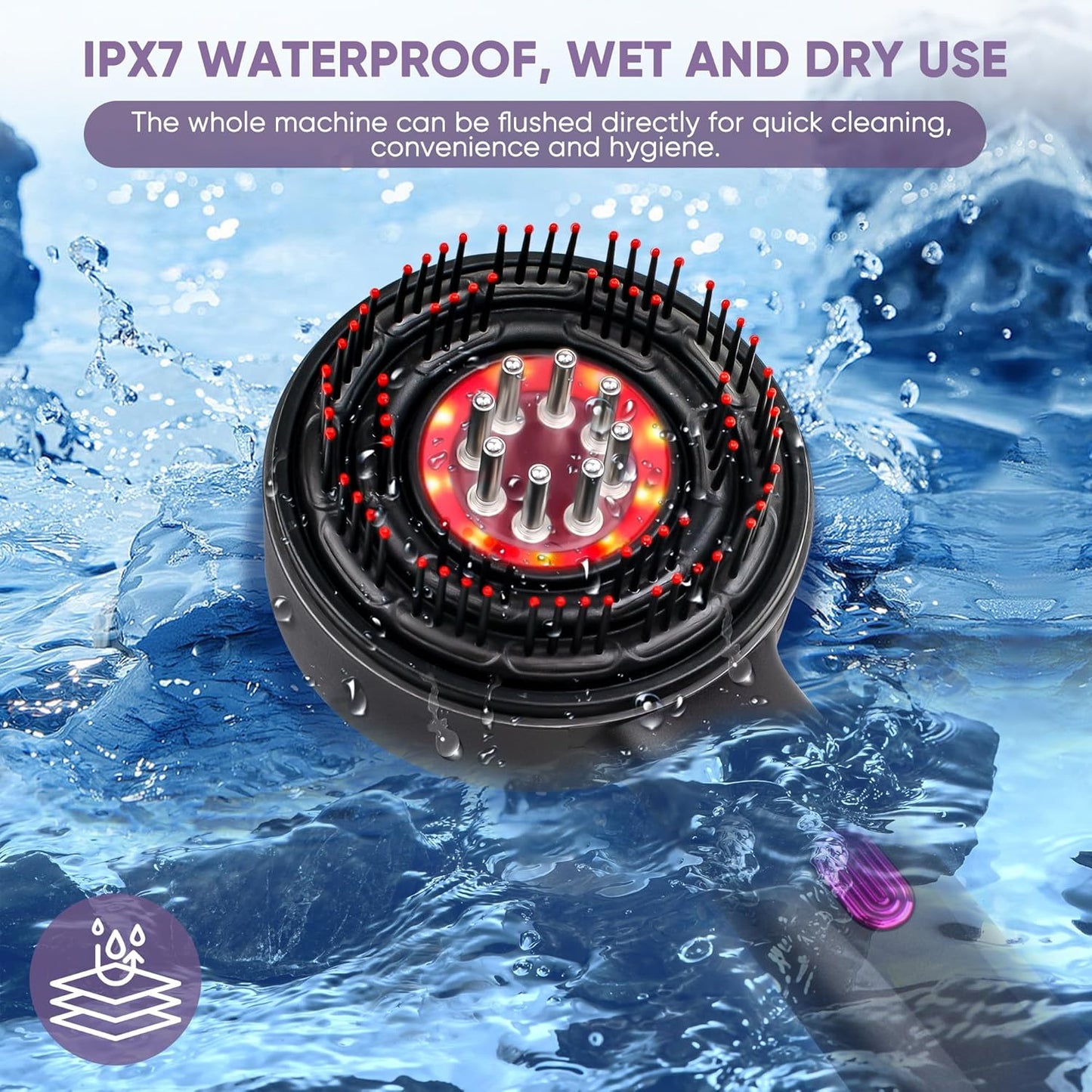 Hair Growth Scalp Brush with Red Light Therapy and Soothing Oil Massage